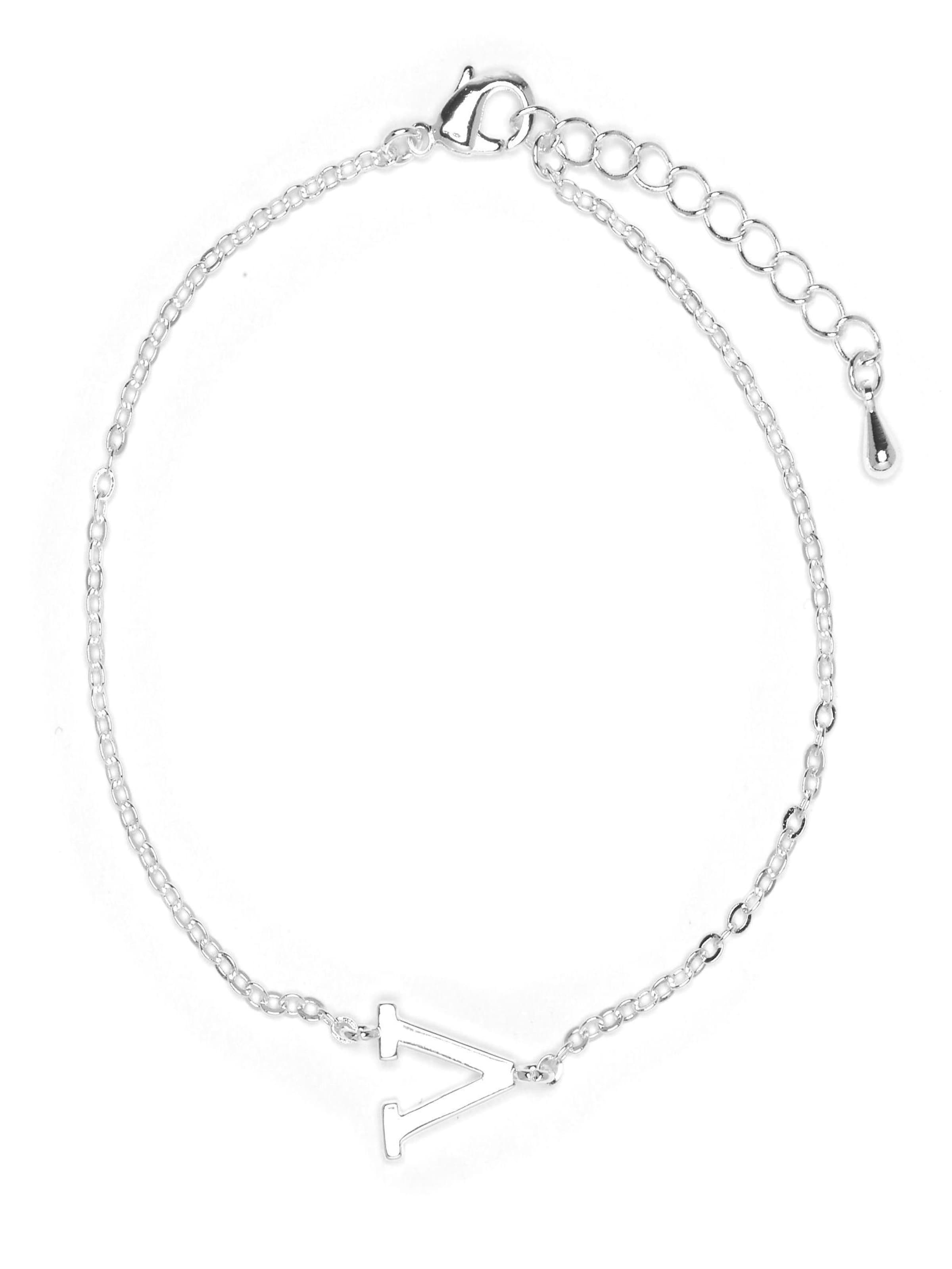 Luxenter - Pulsera 'Alphabet  V' en plata