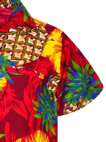 King Kameha Shirt 'Pineapple Hibiscus' in Rot