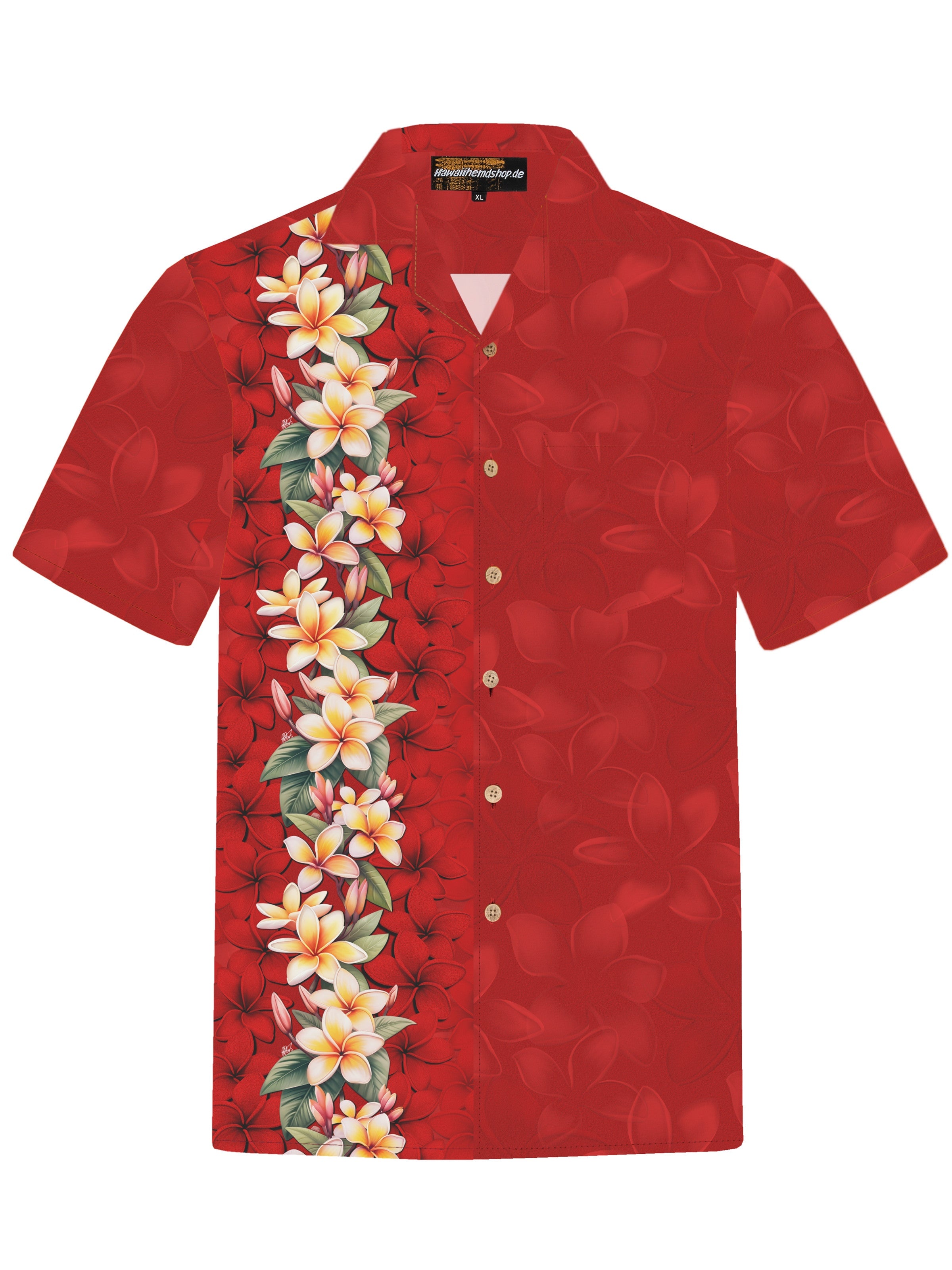 Hawaiihemdshop.de Regular Fit Hemd 'Hawaiihemd Red Elegance'‌‌‌‌‌‌‌ in Rot: Vorderseite