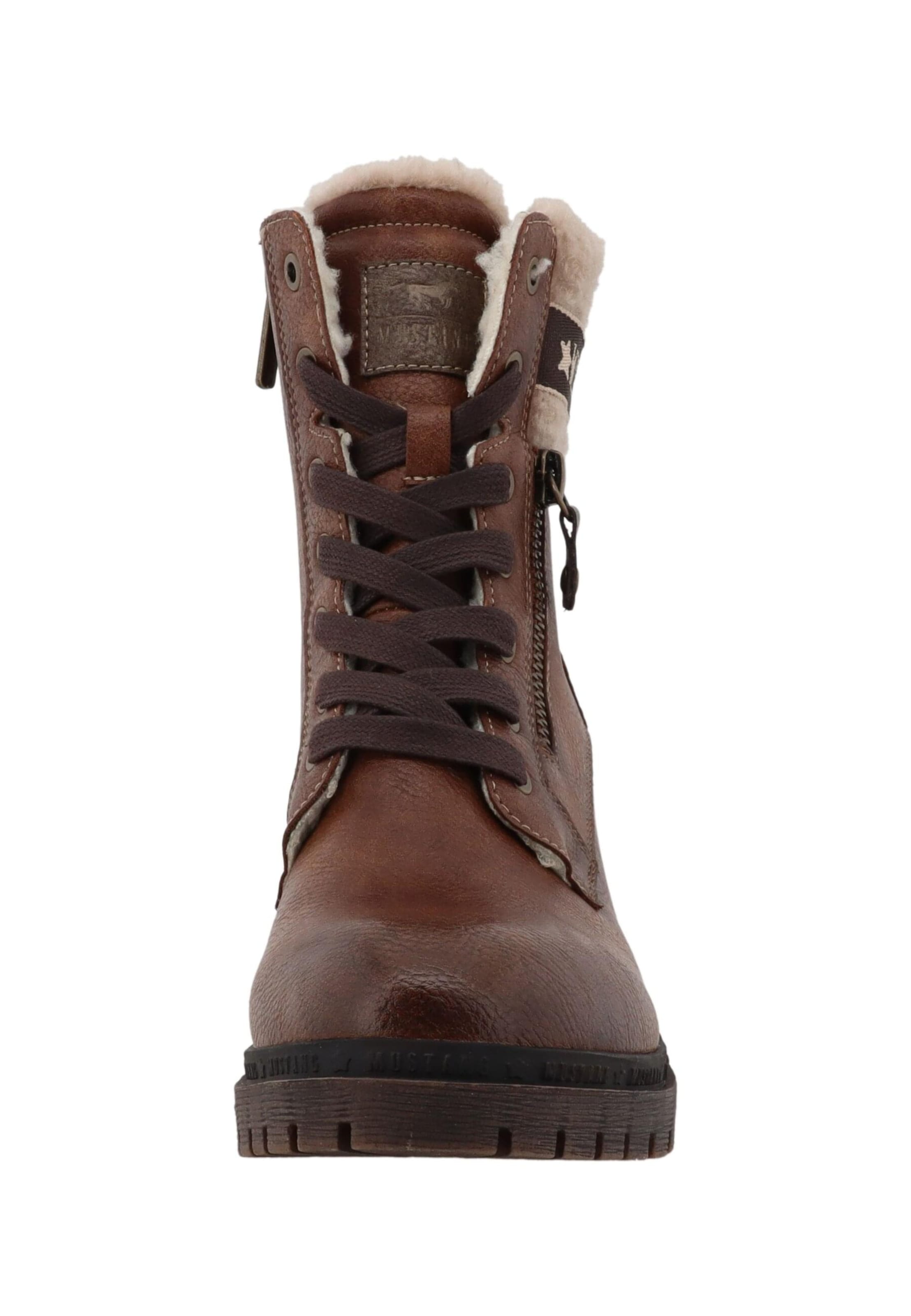 MUSTANG Ботинки на шнуровке 'Leila' в Коричневый