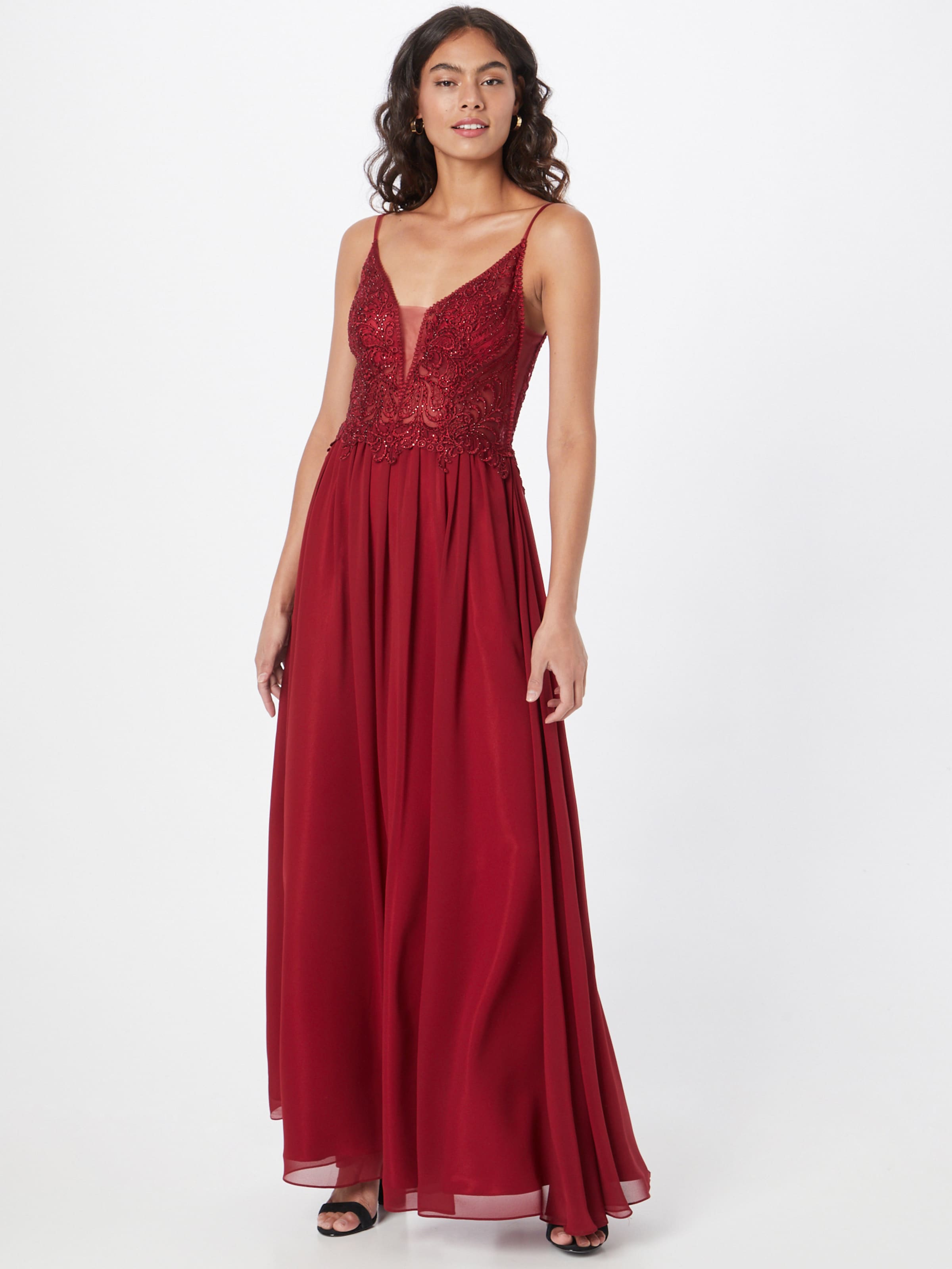 open lace back dress Spaghetti Straps Deep Red Prom Dress – misaislestyle main image 0