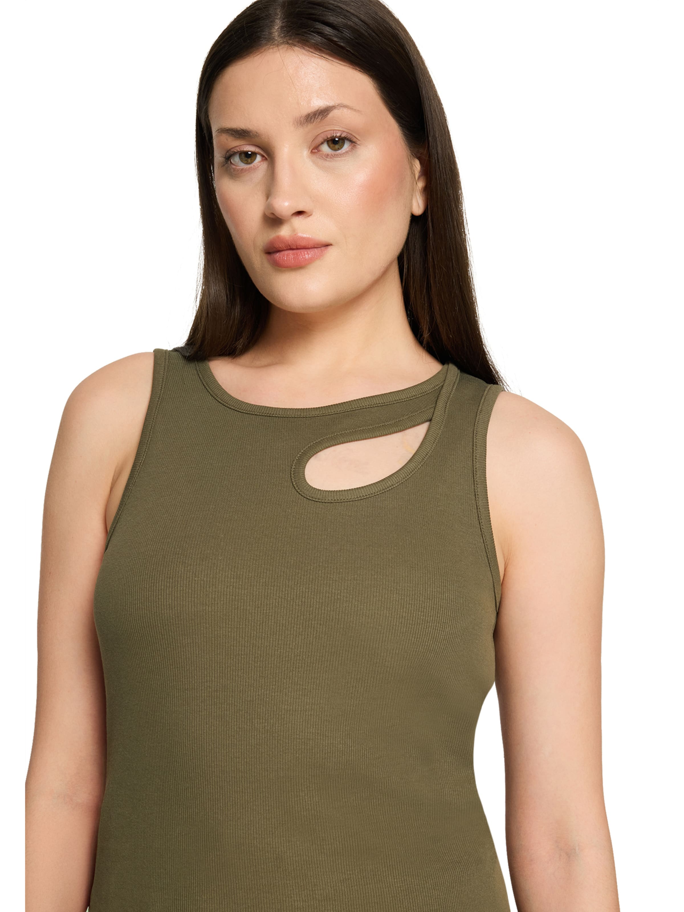 Cartoon Basic-Top mit Rundhalsausschnitt in Braun