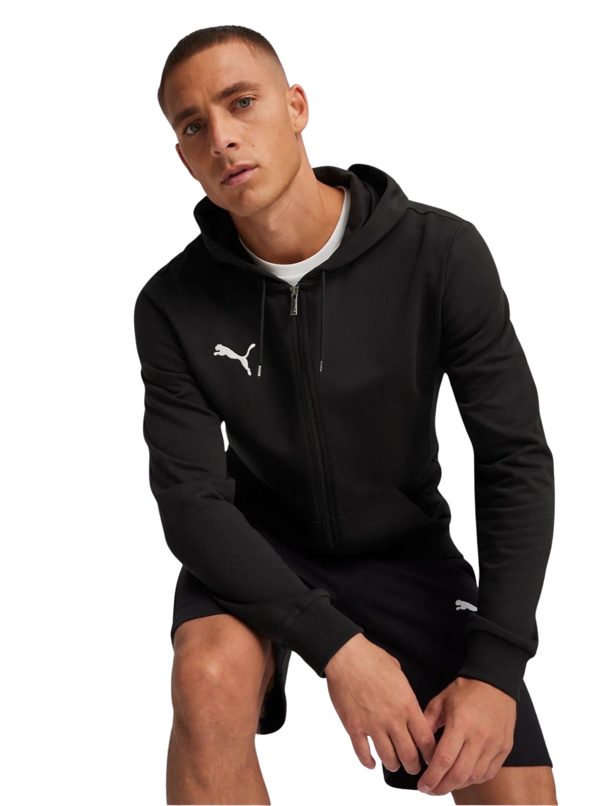 PUMA Zip-Up Hoodie 'Teamgoal' in Black
