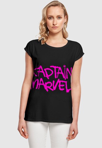 ABSOLUTE CULT Shirt 'Captain Marvel' in Zwart: voorkant