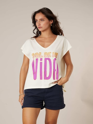 T-shirt 'Vida' Deeluxe en blanc : devant
