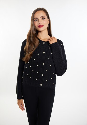 faina Knit Cardigan in Black: front