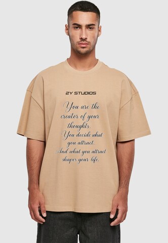 2Y Studios T-Shirt 'Law Of Attraction' in Beige: Vorderseite