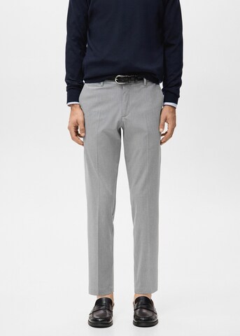 MANGO MAN Slim fit Pleated Pants 'Bologna' in Grey: front