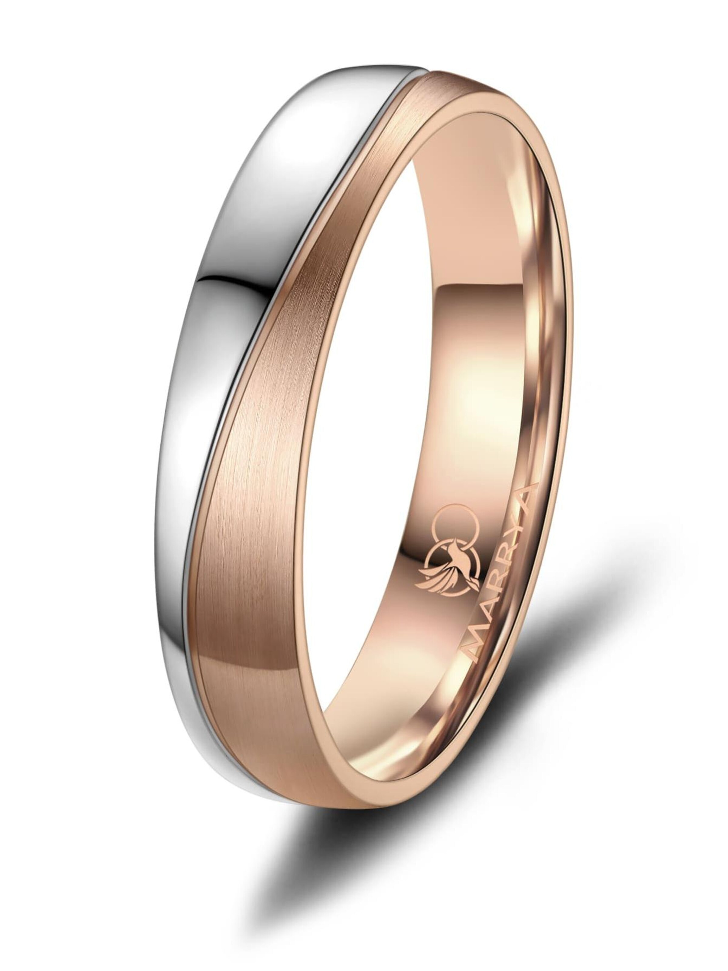 MARRYA Ring 'MARRYA ES-35 Ehering aus Edelstahl - Silberfarben & Rosé' in Silver