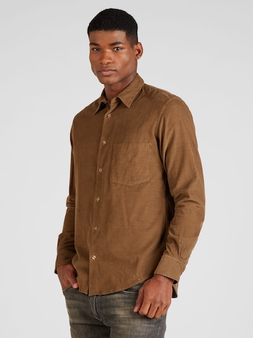 MADS NORGAARD COPENHAGEN Regular fit Button Up Shirt 'Baby' in Brown: front