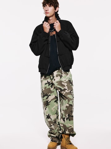 Pull&Bear Bluza rozpinana 'STWD' w kolorze czarny