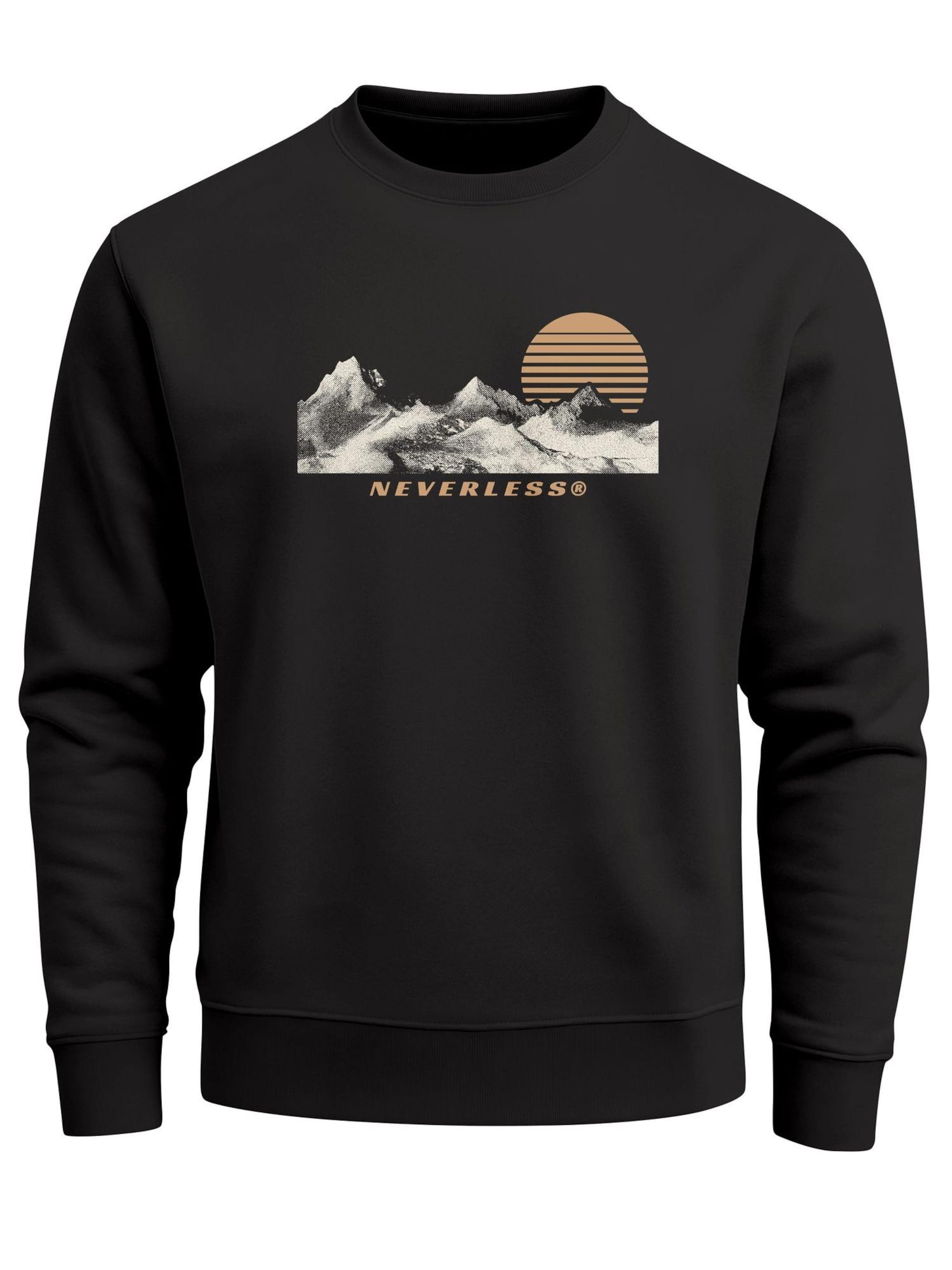 Neverless Sweatshirt 'Mountain' in Black: front