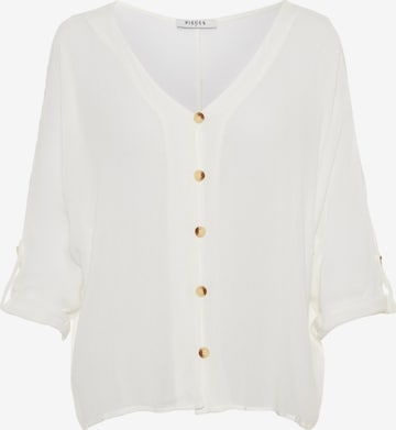 Camicia da donna 'Sanne' di PIECES in bianco: frontale