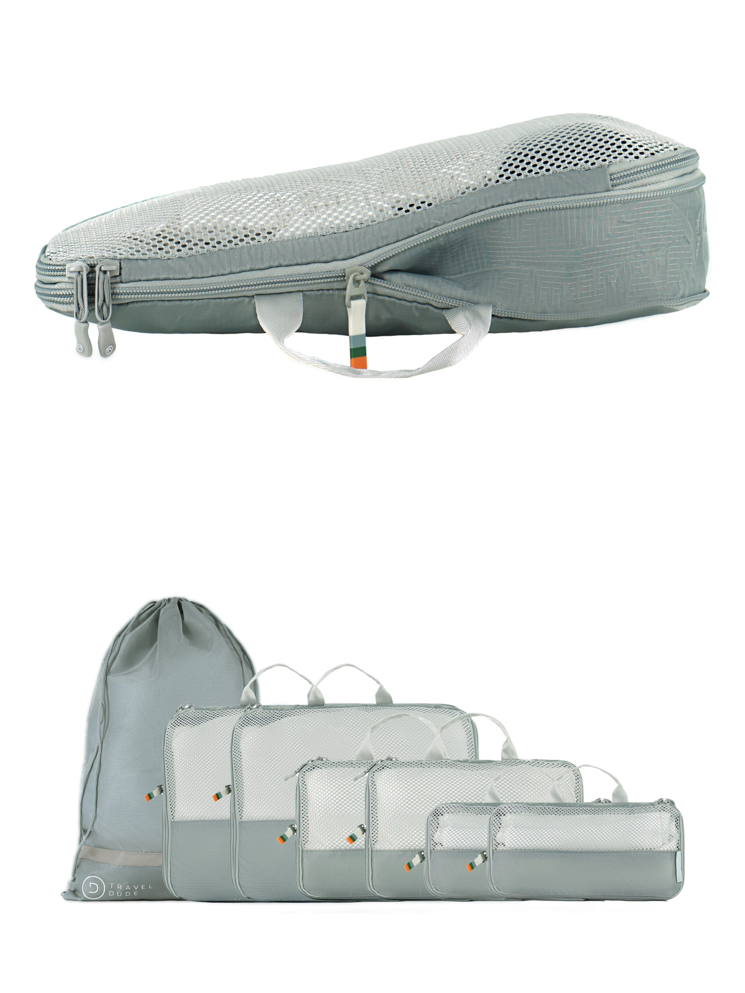 Sac de voyage 'Packing Cubes Set 7 Teilig mit Kompression, Packwürfel, Packtaschen Set für Rucksack & Koffer' TRAVEL DUDE en gris : devant