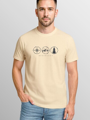 Neverless Shirt 'Outdoor Kompass' in Beige