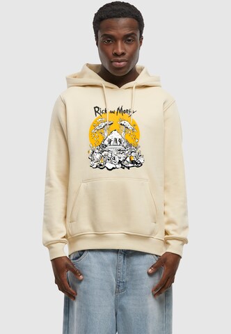 Merchcode Sweatshirt 'Rick and Morty - Rest and Ricklaxation' in Beige: front