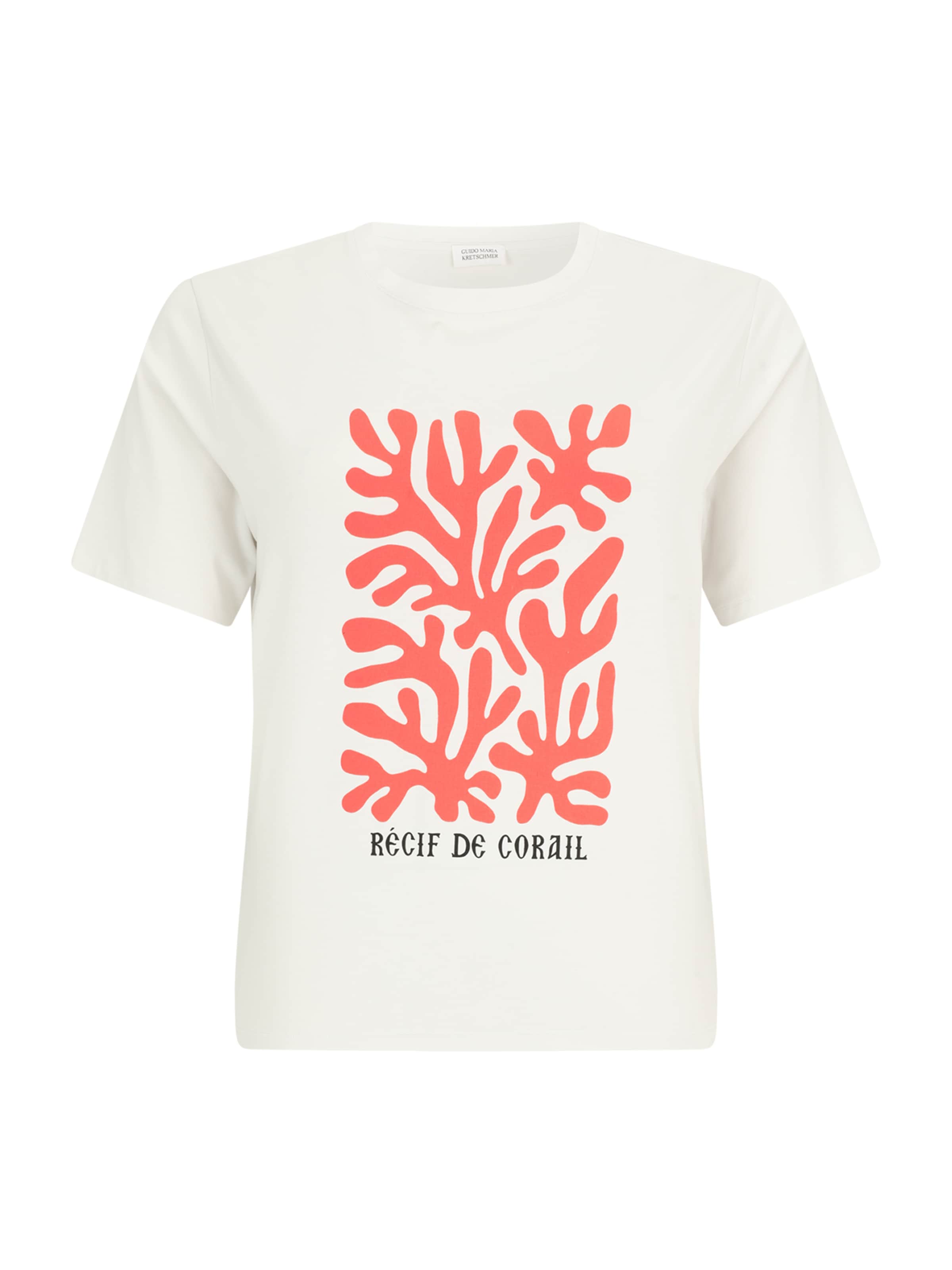 Guido Maria Kretschmer Curvy Тениска 'Cora' в тъмно коралово / черно / мръсно бяло, Преглед на продукта