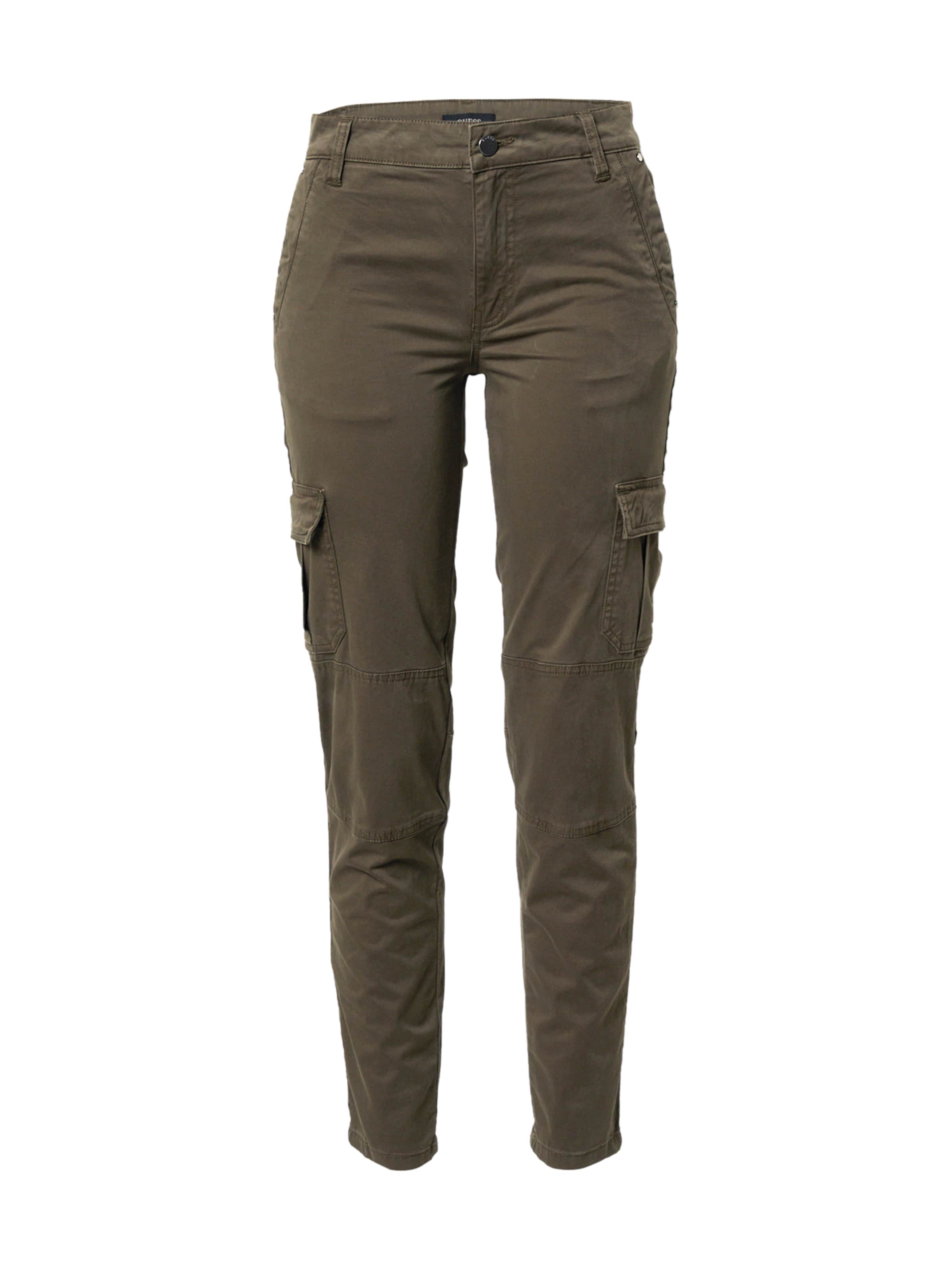Skinny Pantalon cargo GUESS en vert : devant