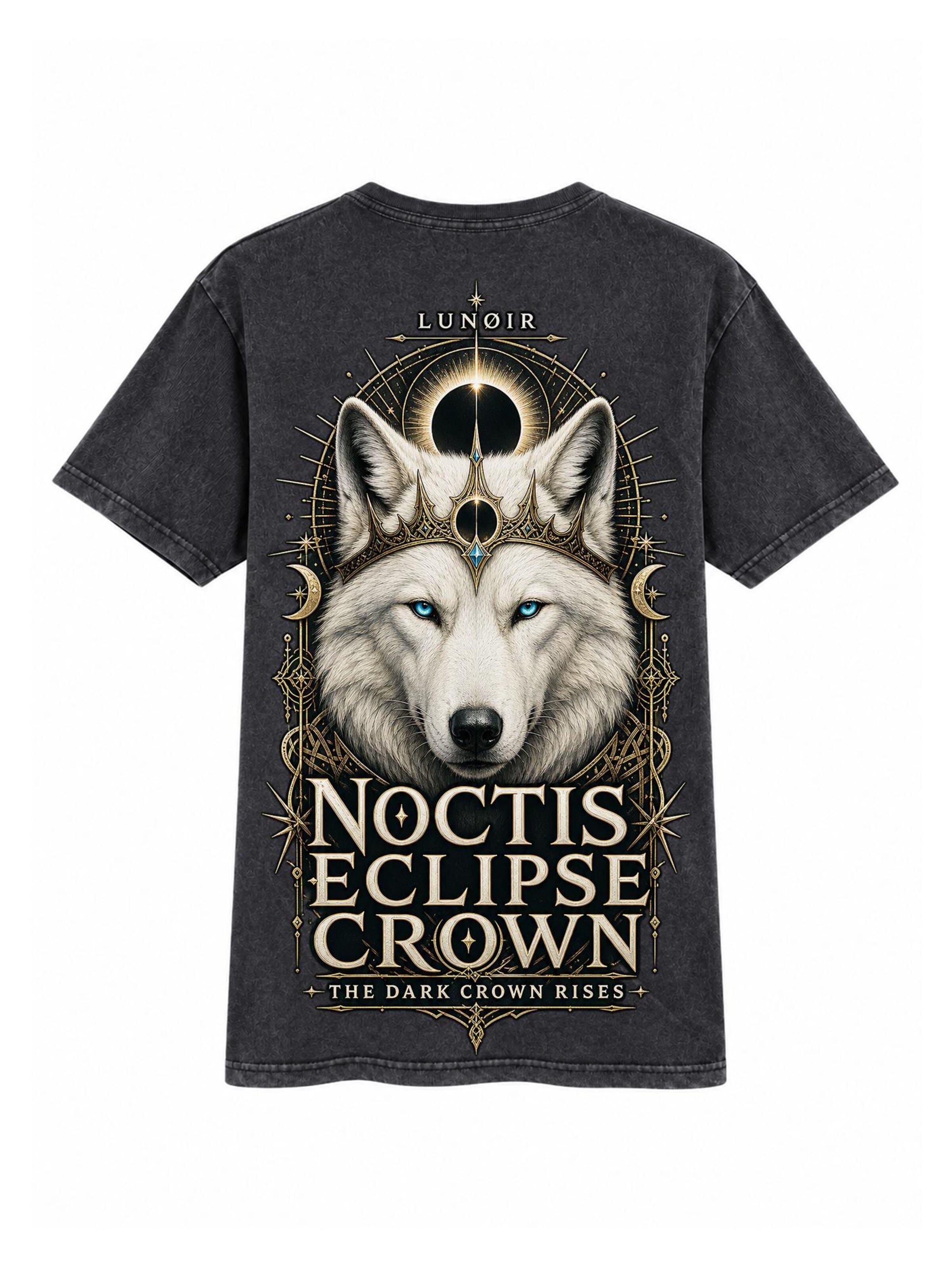 LUNØIR Studio Póló 'Noctis Eclipse Crown' - fekete: elől