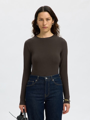 SELECTED Shirt 'SLFMANJA' in Bruin: voorkant