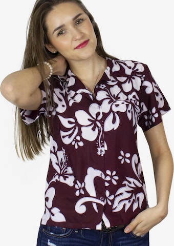 King Kameha Blouse 'Hibiscus' in Red: front