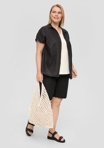 s.Oliver Red Label Plus Wide leg Bandplooibroek in Zwart