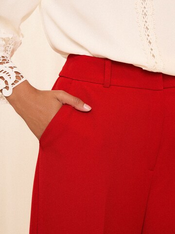 love & roses Wide Leg Bukser med fals i rød