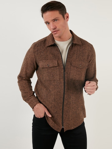Buratti Slim fit Button Up Shirt in Brown: front