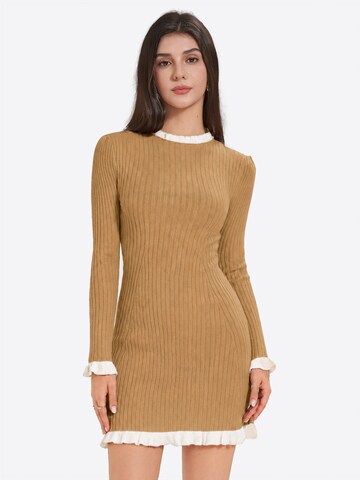 Rochie tricotat de la Imily Bela pe bej: față