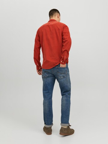 JACK & JONES Slim fit Button Up Shirt in Red