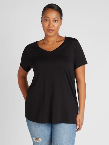ONLY Carmakoma قميص 'Bonnie' بلون أسود: الأمام