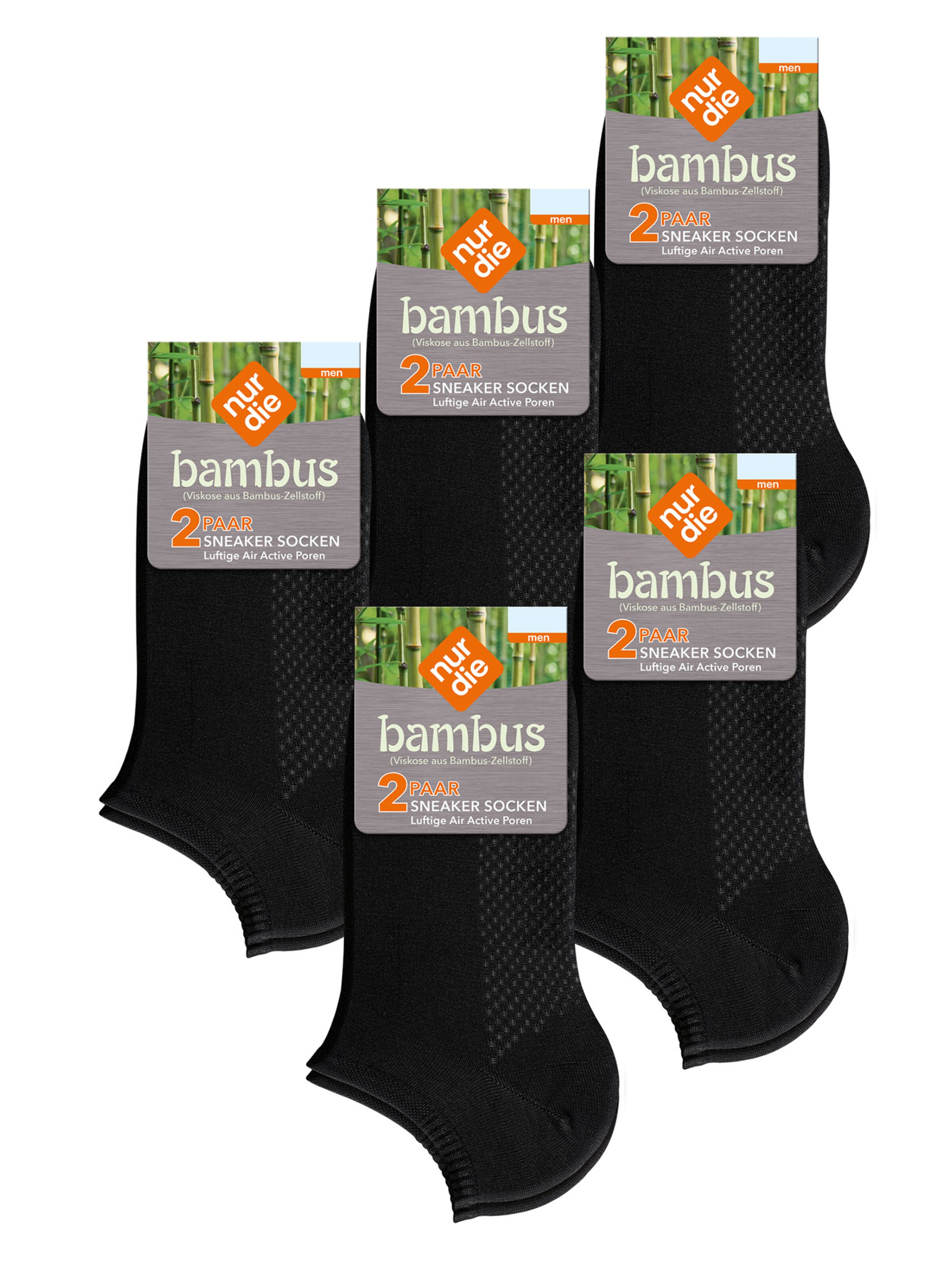 Nur Die Socks ' Bambus Sneaker ' in Black: front