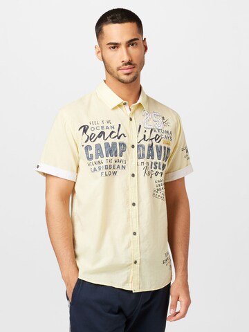 CAMP DAVID Regular fit Button Up Shirt 'Beach Life' in Yellow: front