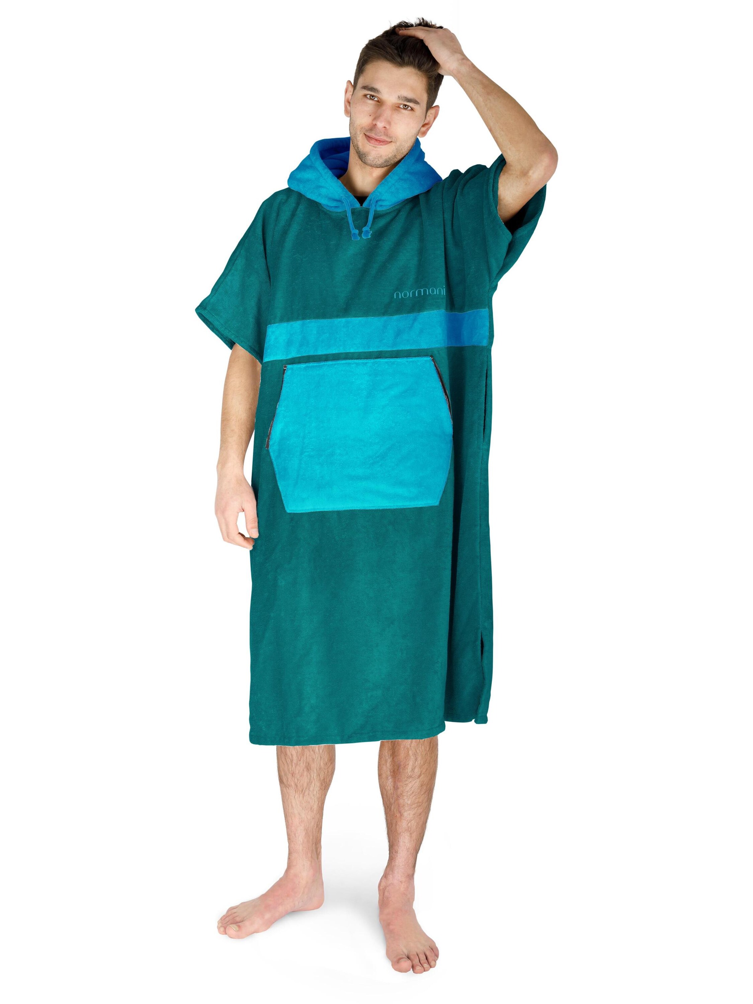 normani Badjas kort ' Surfer Poncho ' in Blauw
