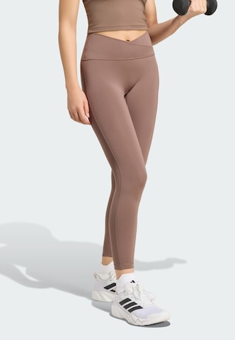 ADIDAS PERFORMANCE - Skinny Pantalón deportivo 'Studio All Me' en marrón: frente