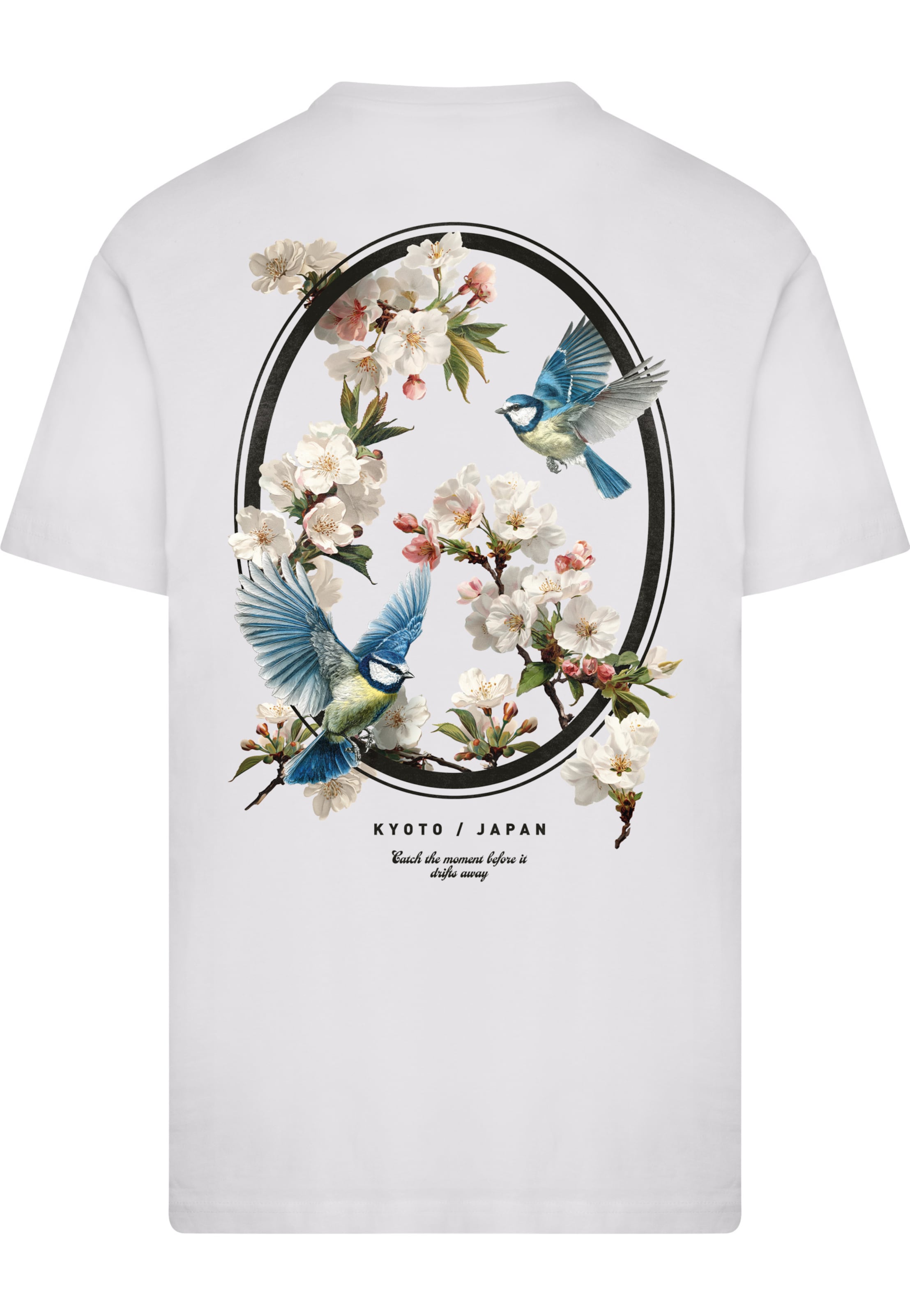 Maglietta 'Kyoto Japan Birds And Flowers' di Mister Tee in bianco