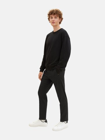 TOM TAILOR DENIM regular Bukser med fals i sort