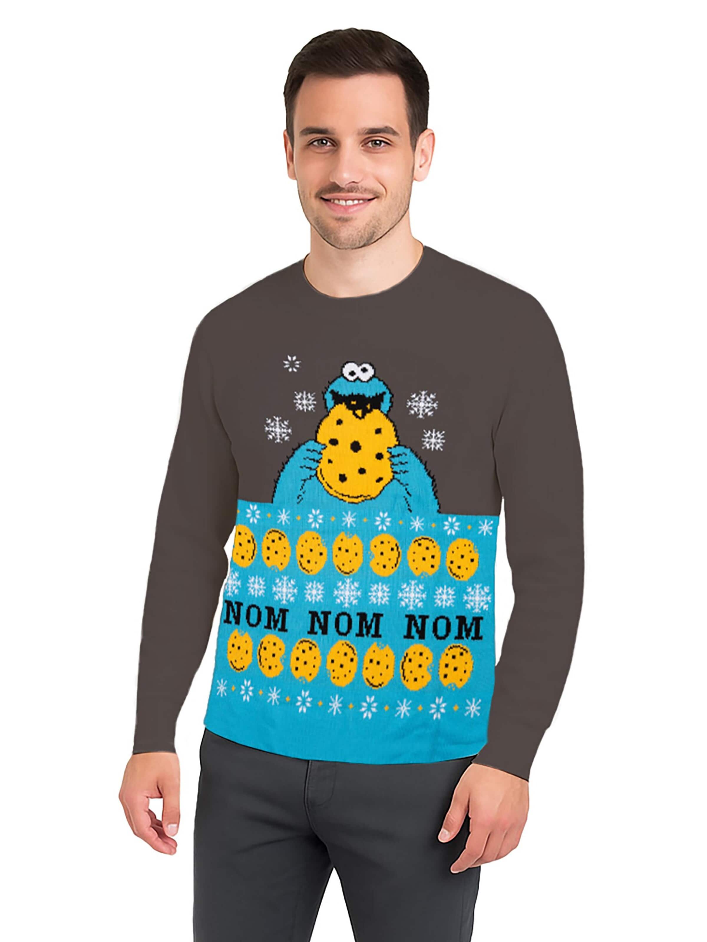 SESAMSTRASSE Pullover 'Weihnachtspullover Krümelmonster'‌‌‌‌‌‌ in Grau