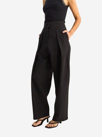 Bianco Lucci Wide leg Bandplooibroek 'Hose' in Zwart