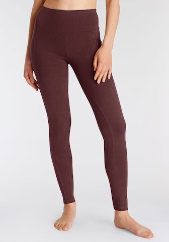 VIVANCE Skinny Workout Pants in Brown: front