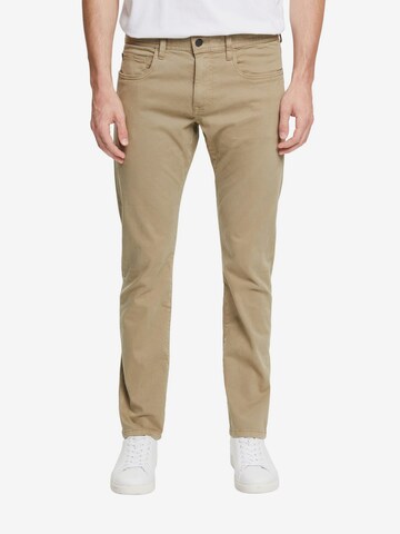 Coupe slim Pantalon chino ESPRIT en beige : devant