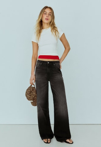 Wide leg Jeans de la Bershka pe negru