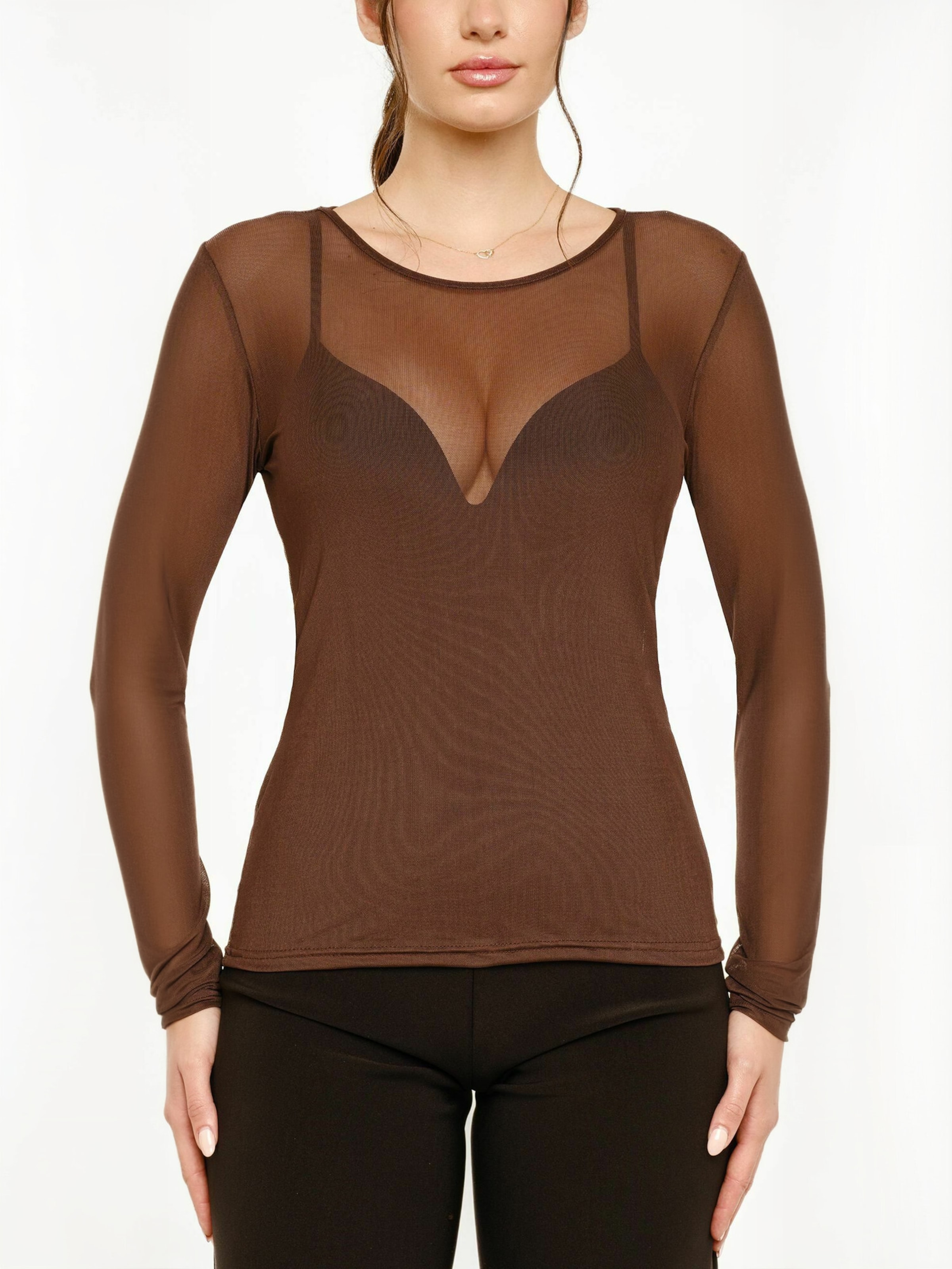 Liberte Essentiel - Top ' MESH ' em castanho