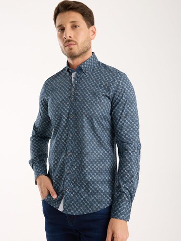 Coupe slim Chemise business 'Donatello Poplin Stretch Man Shirt Blue Light Blue' 7Camicie en bleu