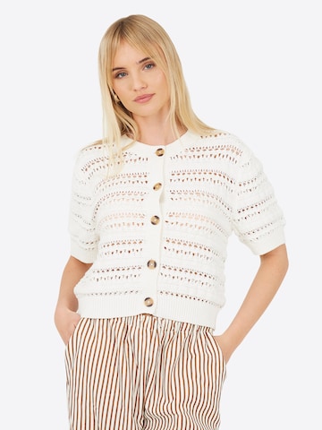 BRAVE SOUL Gebreid vest in Wit: voorkant