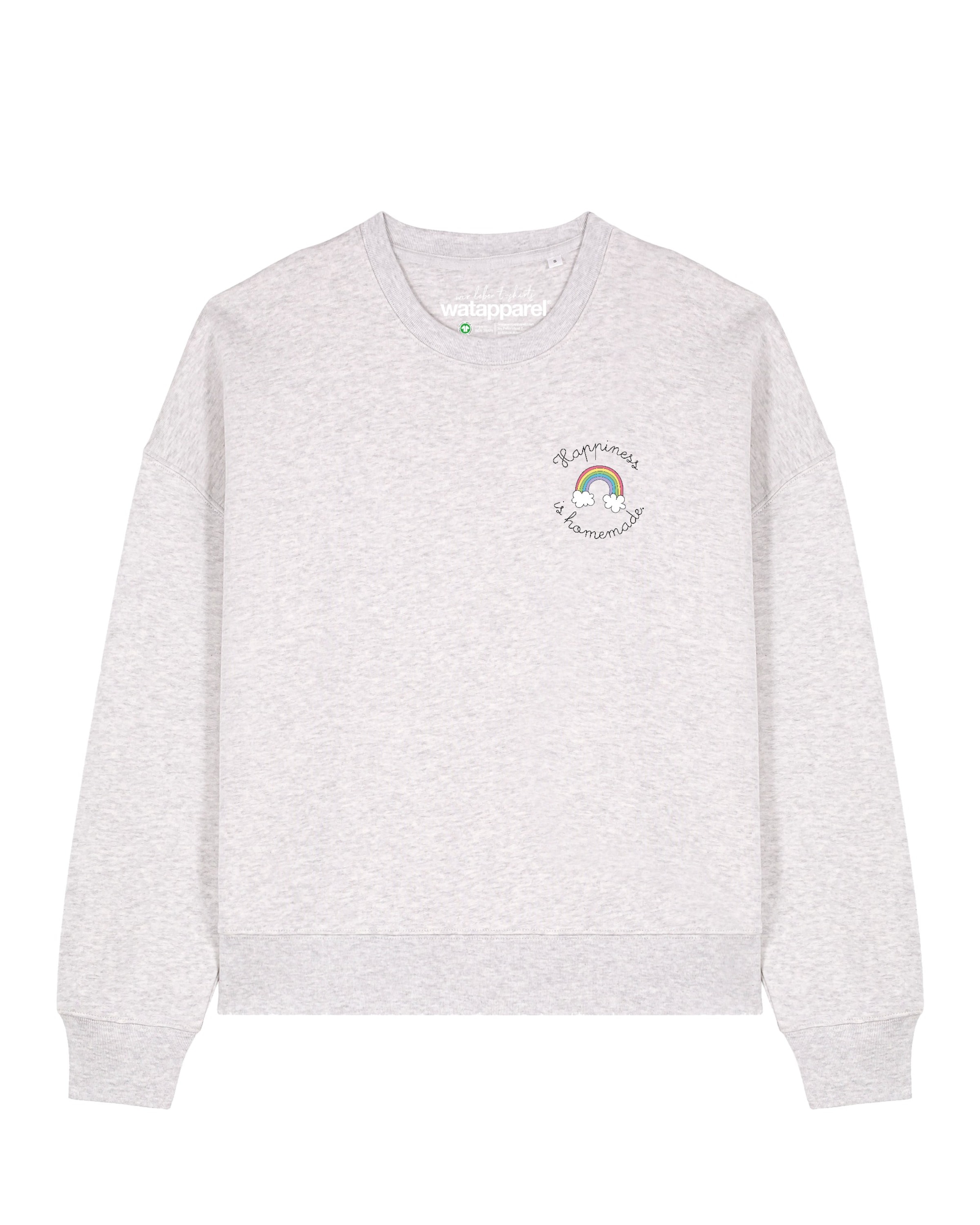 Watapparel Sweatshirt 'Happiness is homemade ' in Grau: Vorderseite