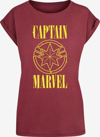 ABSOLUTE CULT Shirt 'Captain Marvel - Grunge' in Rood: voorkant