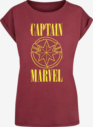 ABSOLUTE CULT Shirt 'Captain Marvel - Grunge' in gelb / karminrot, Produktansicht