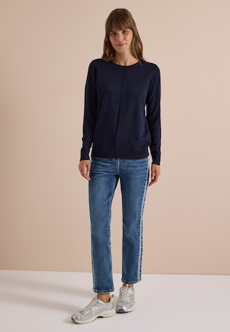CECIL Basic Pullover mit Rundhals in Unifarbe in Blau