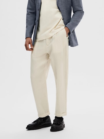 SELECTED HOMME Loosefit Plissert bukse i beige